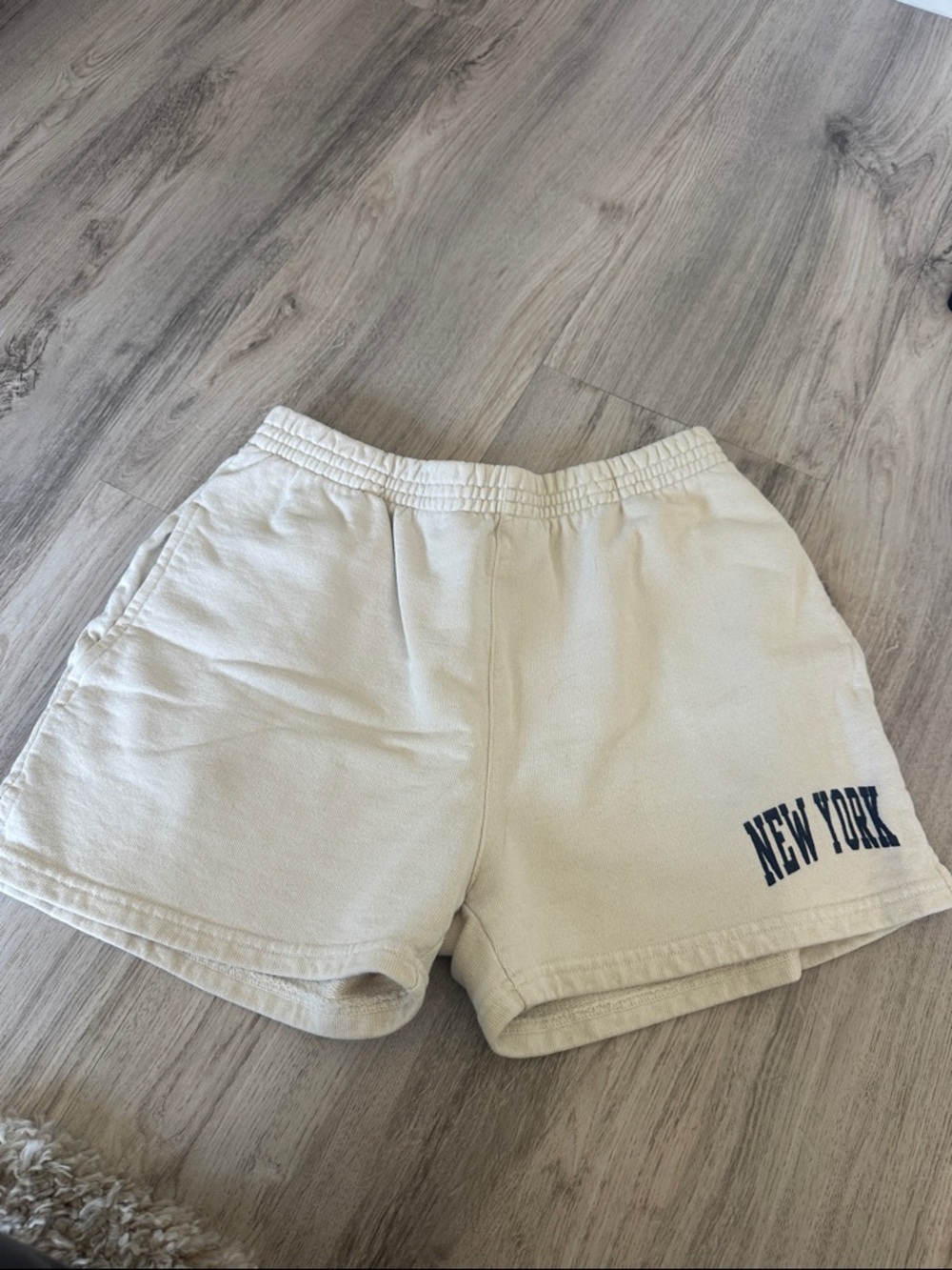 Brandy Melville Cream 'New York' Athletic Shorts